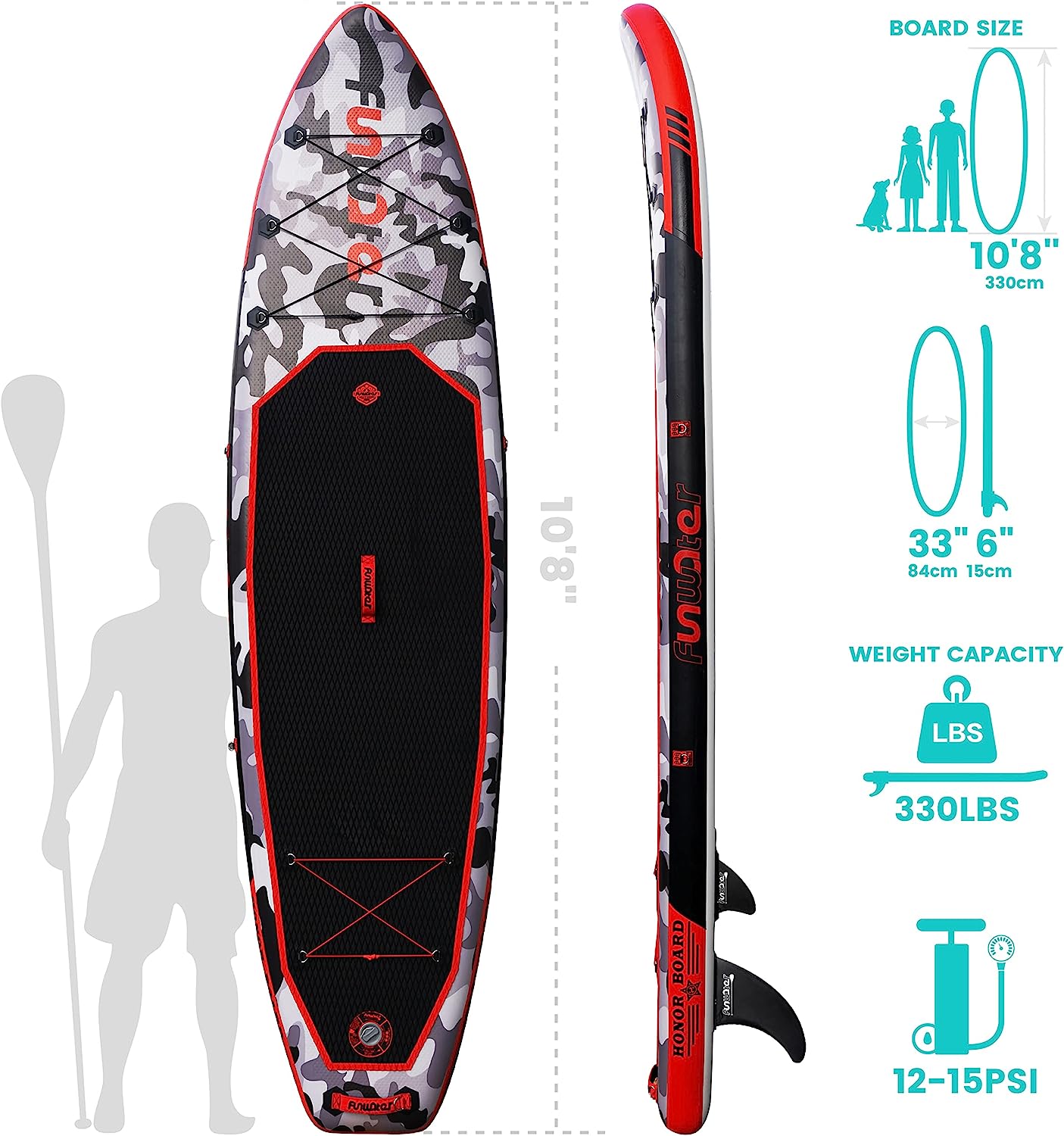 FunWater SUP Inflatable Stand Up Paddle Board Ultra-Light Inflatable Paddleboard with ISUP Accessories,