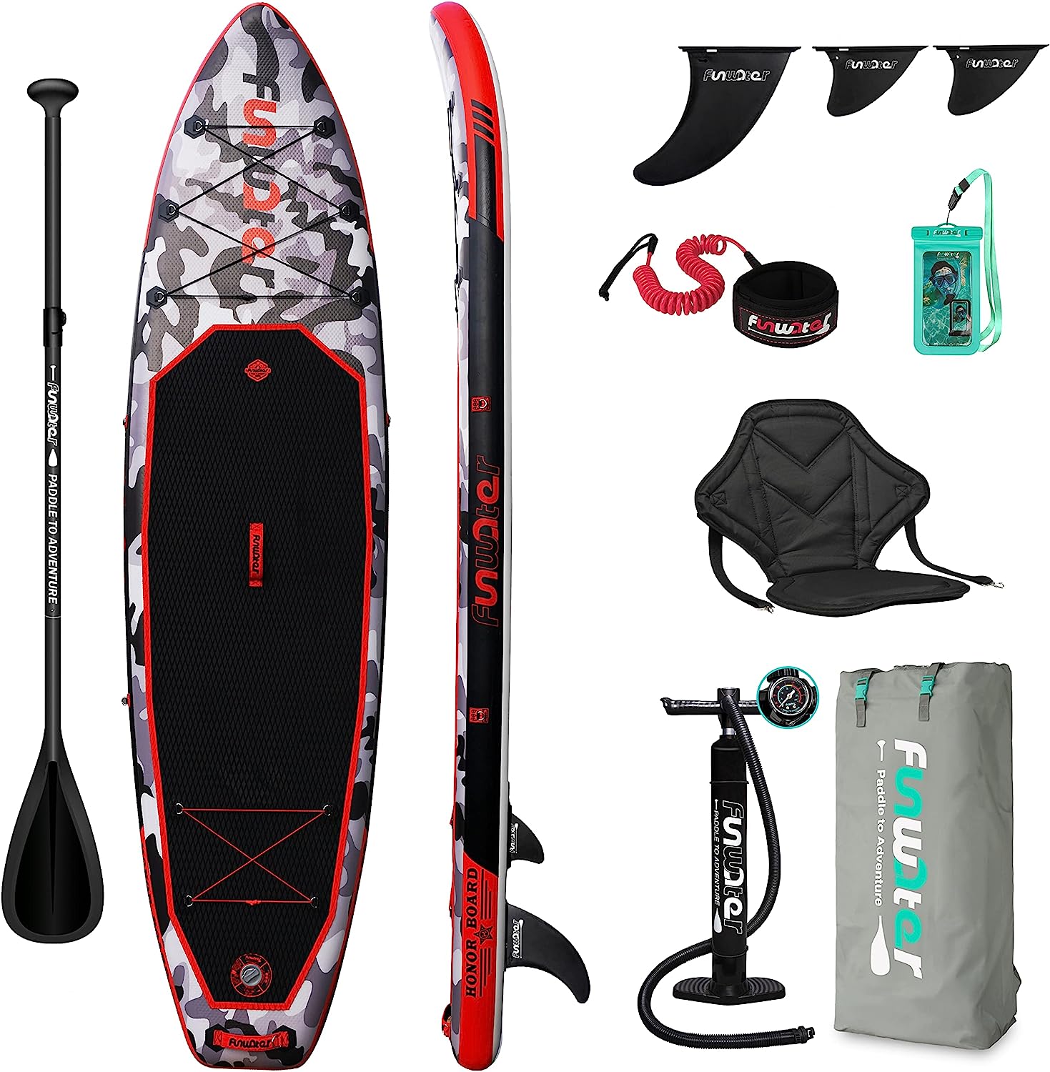 FunWater SUP Inflatable Stand Up Paddle Board Ultra-Light Inflatable Paddleboard with ISUP Accessories,