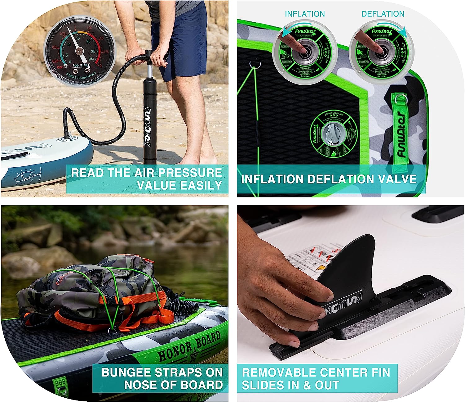 FunWater SUP Inflatable Stand Up Paddle Board Ultra-Light Inflatable Paddleboard with ISUP Accessories,