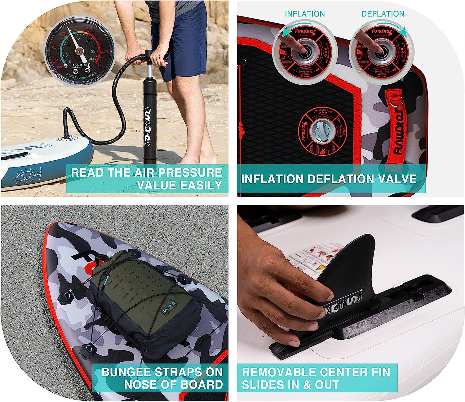 FunWater SUP Inflatable Stand Up Paddle Board Ultra-Light Inflatable Paddleboard with ISUP Accessories,